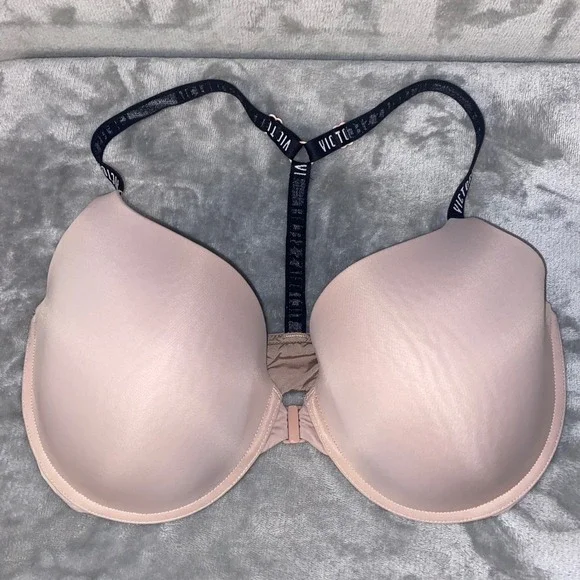 Victoria's Secret Uplift Demi Bra 36DDD Front Closure Logo Strap Nude Beige - Picture 1 of 10